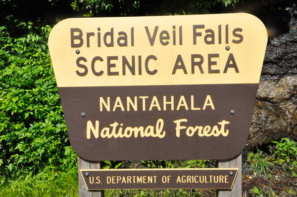 Bridal Veil Falls and Nantahala National Forest Sign